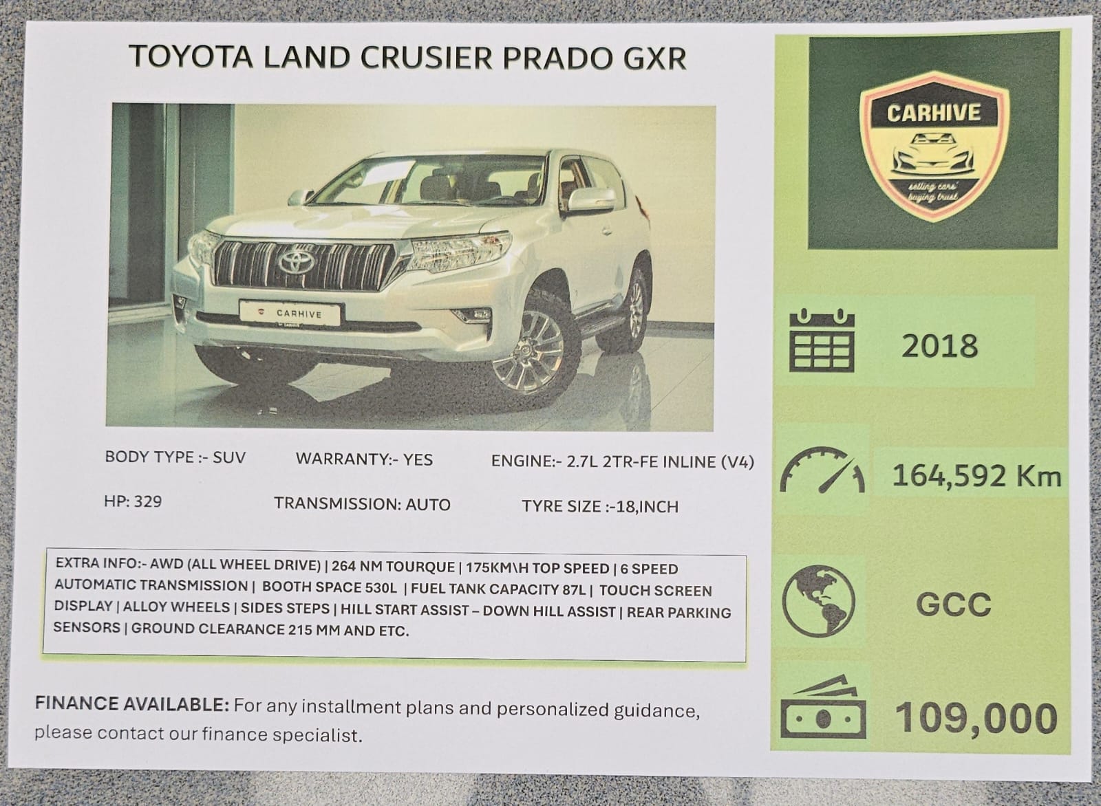 2018 Toyota Land Cruiser Prado GXR – Reliable Full-Size 4x4 SUV (GCC Specs) - Image 19